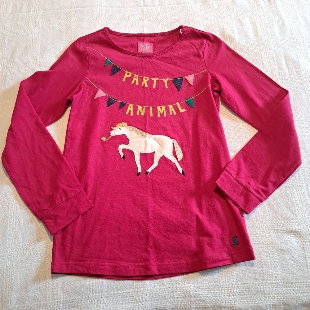 Joules girls 11-12 years party animal pink shirt